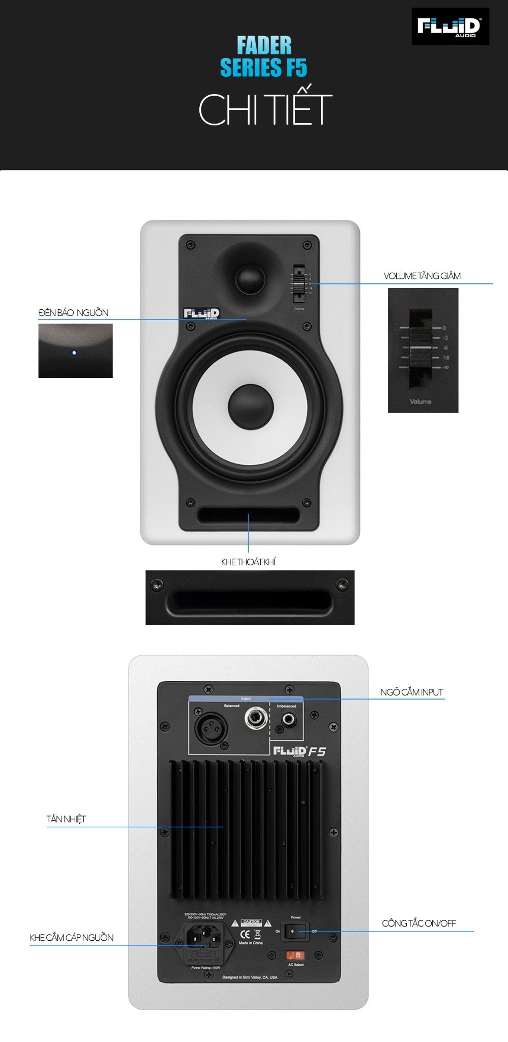 Loa kiểm âm FLUID AUDIO FADER SERIES F5, Monitor Studio
