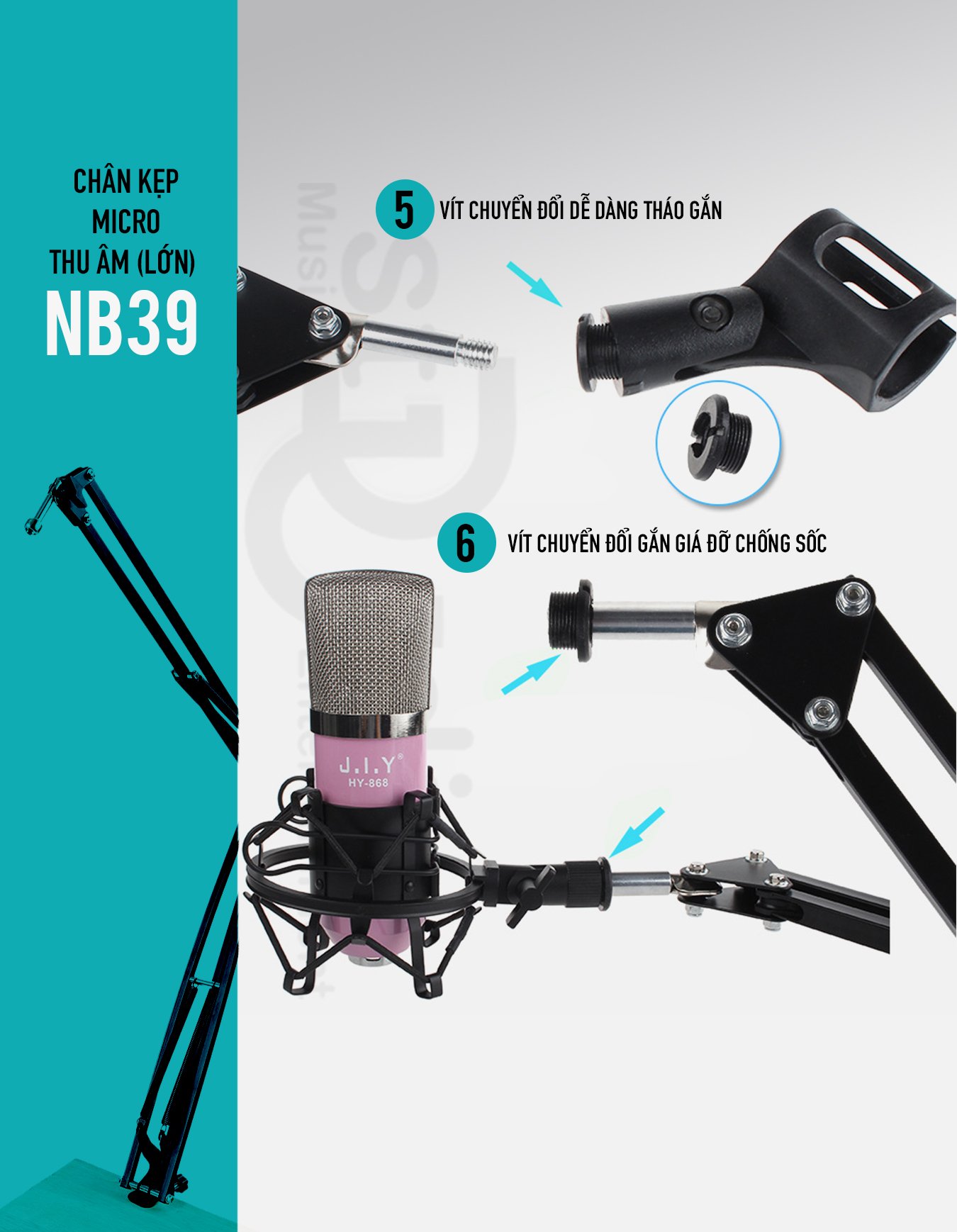Chân Microphone NB-39 (Lớn) -Chân Micro kẹp bàn, giá đỡ Micro