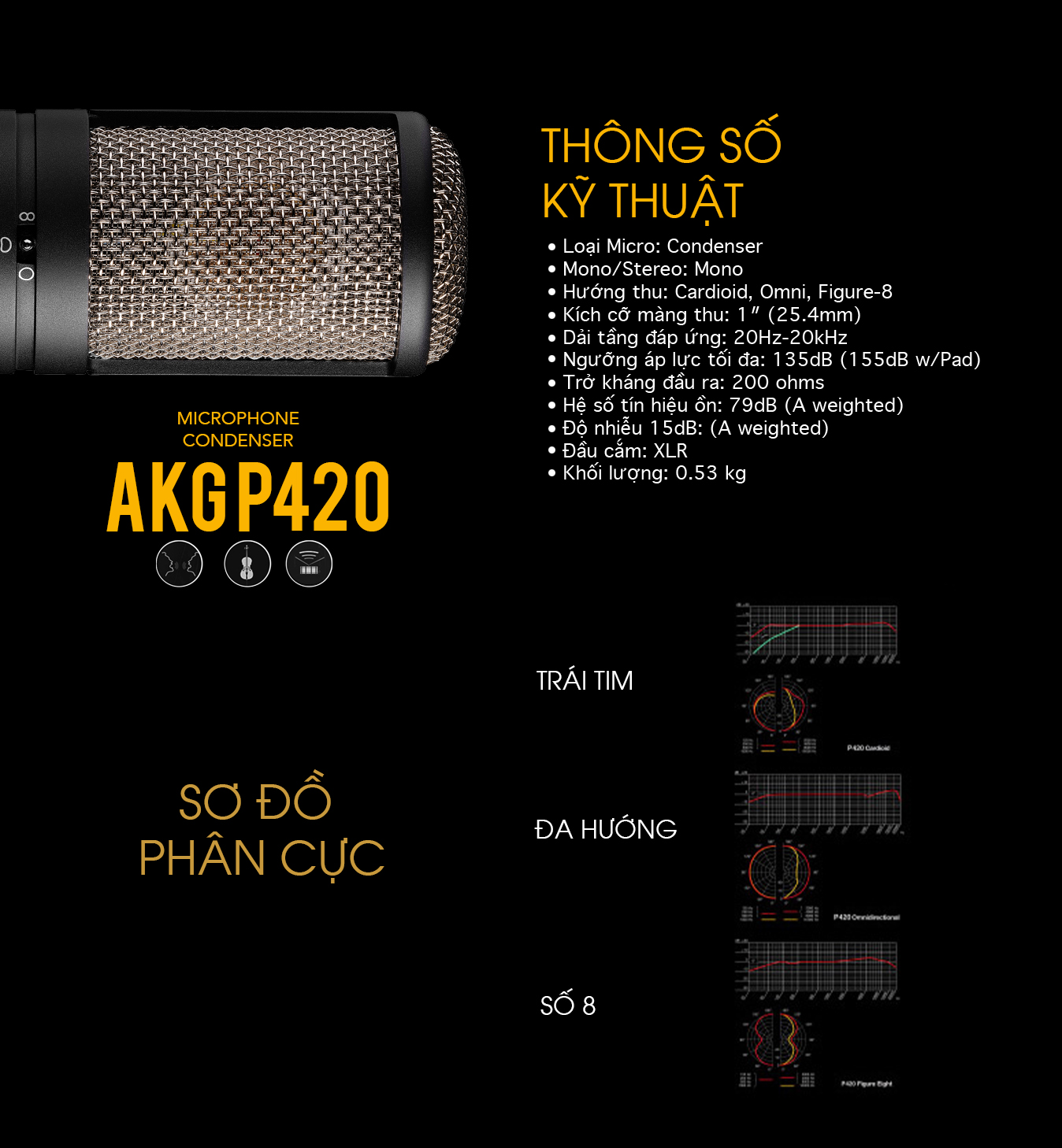 Micro thu âm cao cấp AKG P420, Microphone condenser studio