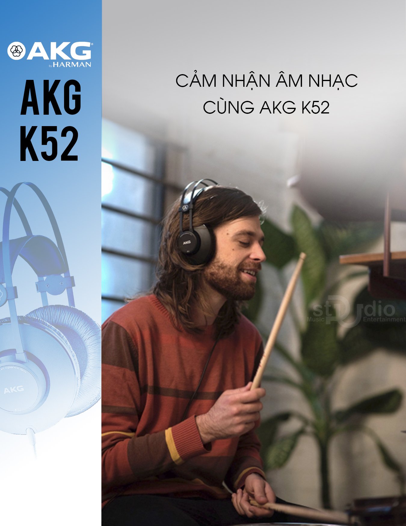 Tai nghe kiểm âm AKG K52, Headphone Studio