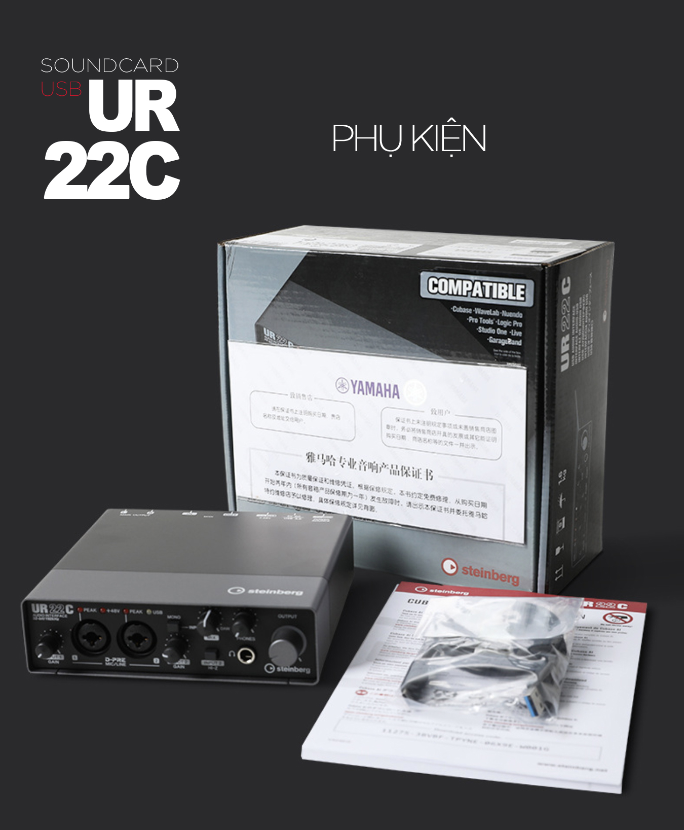 Soundcard thu âm Yamaha Steinberg UR22C, Interface thu âm cao cấp