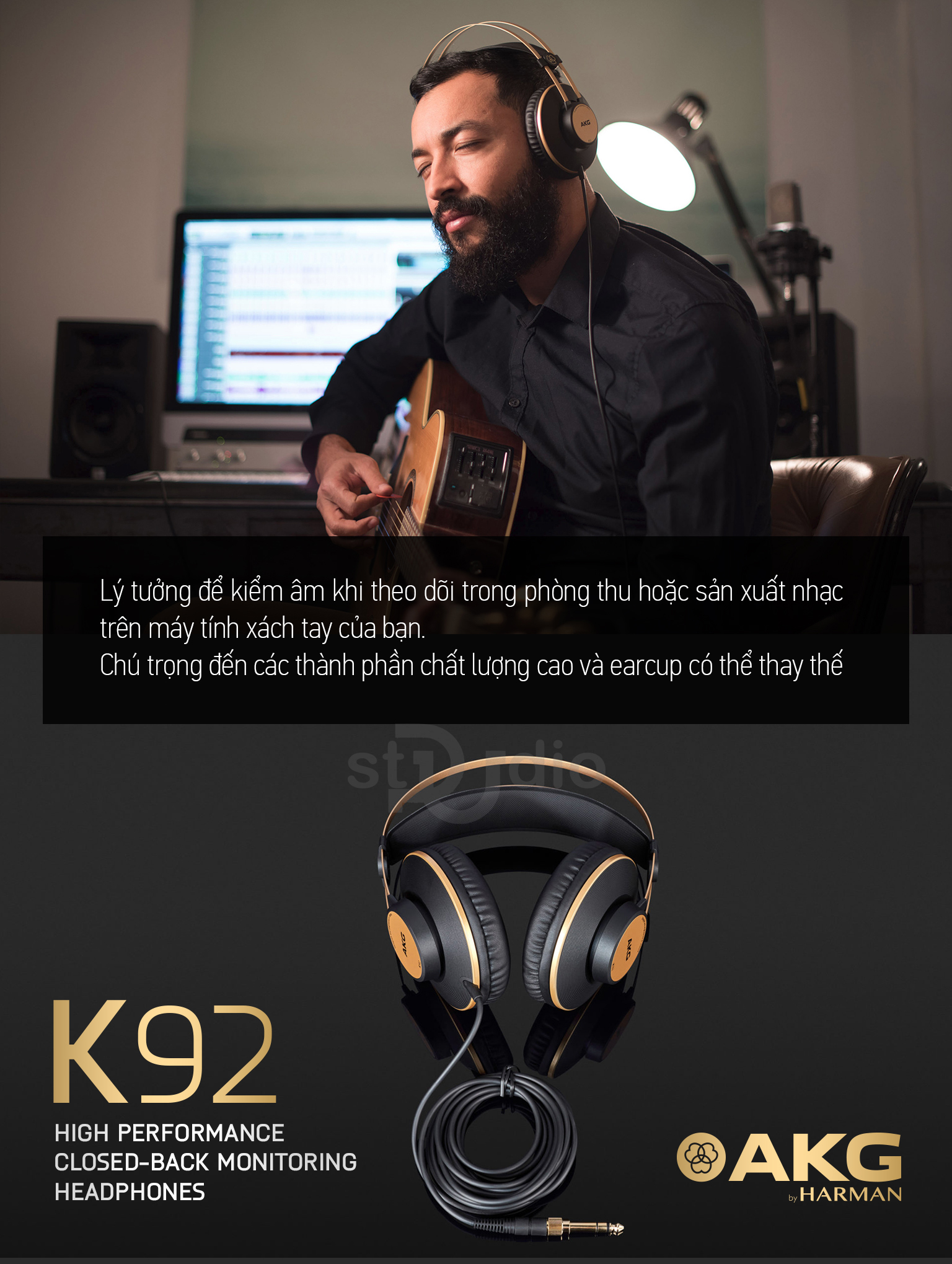 Tai nghe kiểm âm AKG K92, Headphone Studio