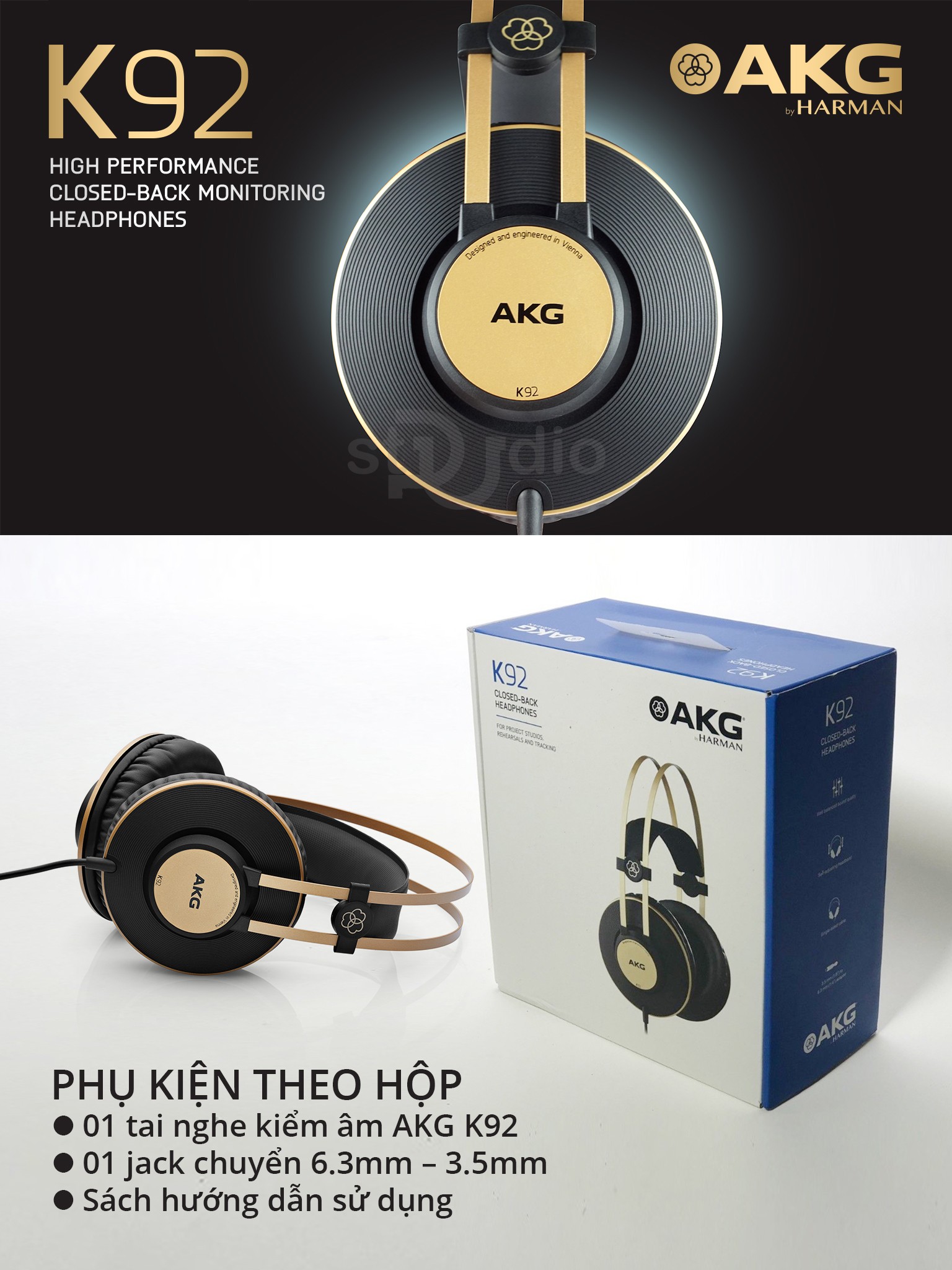 Tai nghe kiểm âm AKG K92, Headphone Studio