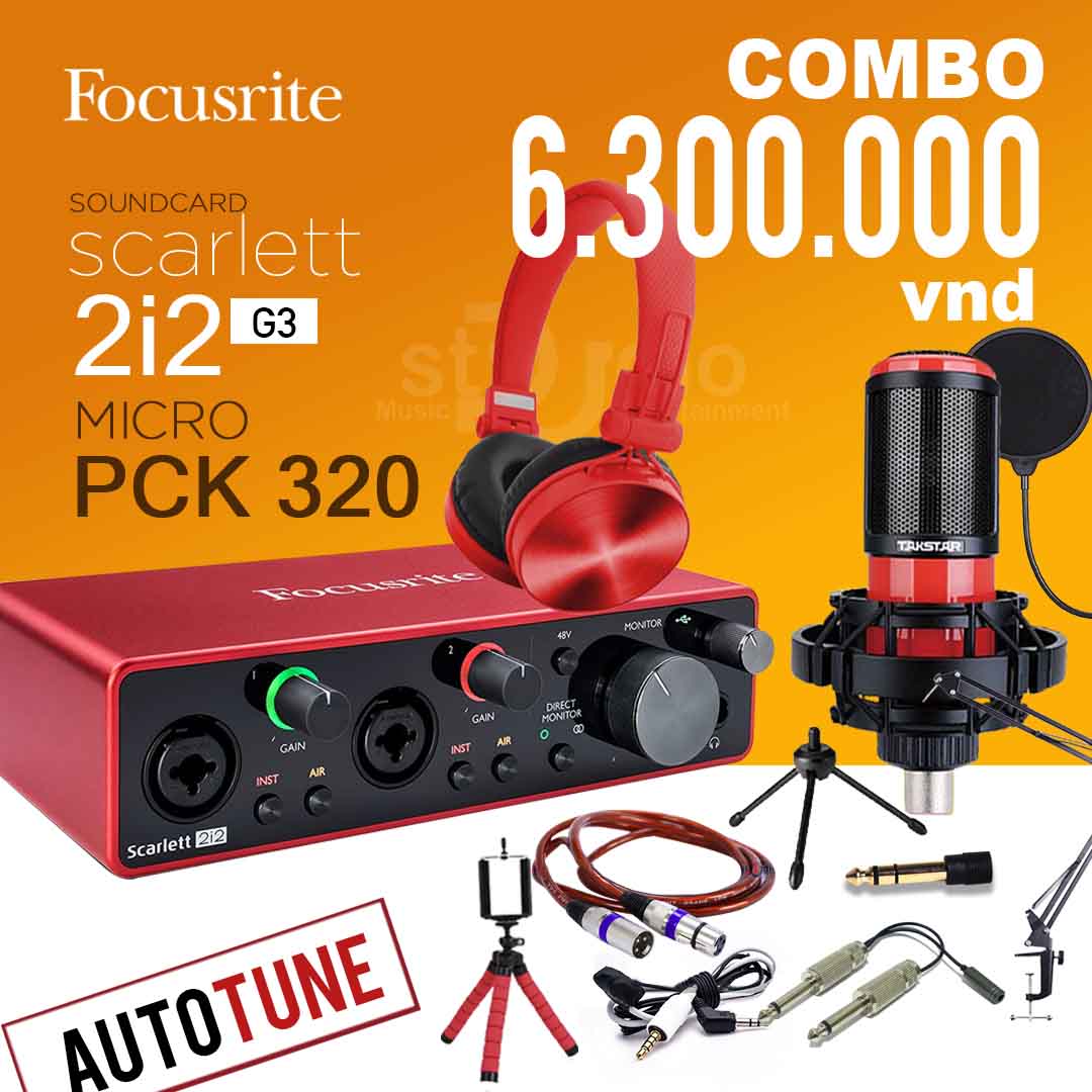 Combo tốt nhất từ Soundcard Focusrite Scarlett 2i2 3rd (Gen) - Thu âm studio 2 Mic