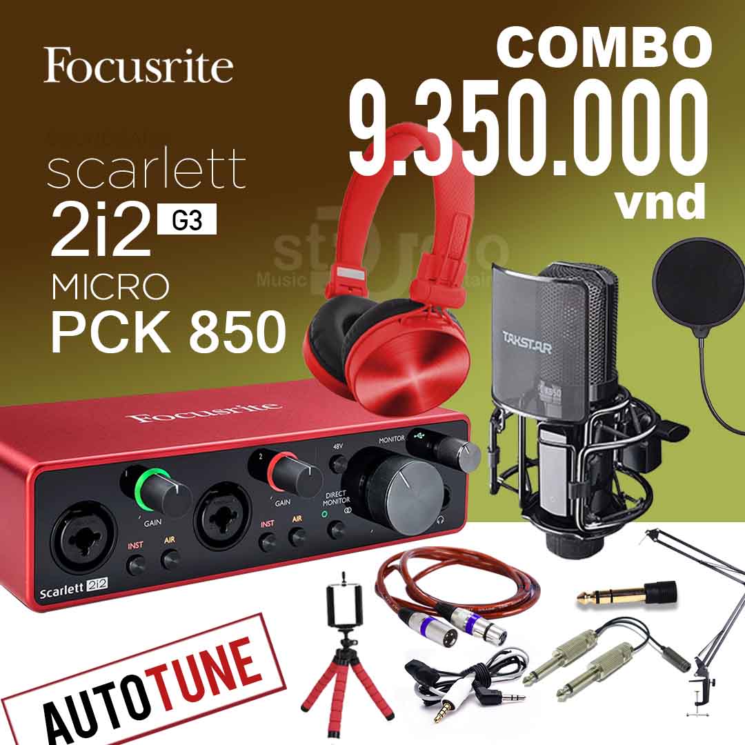 Combo tốt nhất từ Soundcard Focusrite Scarlett 2i2 3rd (Gen) - Thu âm studio 2 Mic