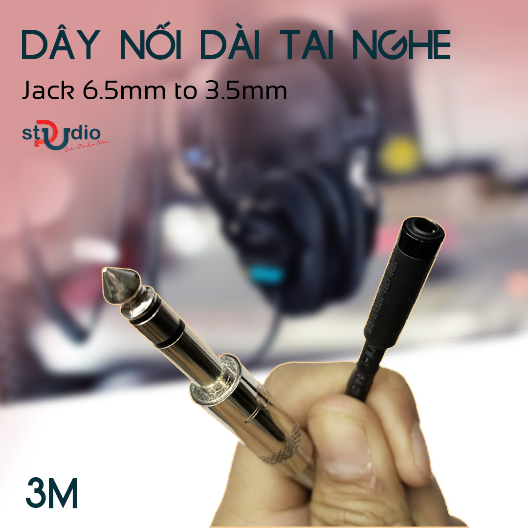 Dây nối dài tai nghe Jack 6.5mm to 3.5mm dài 3m