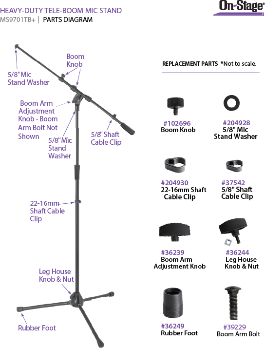 Chân đứng Micro thu âm On-Stage MS9701TB+ Heavy-Duty Tele-Boom