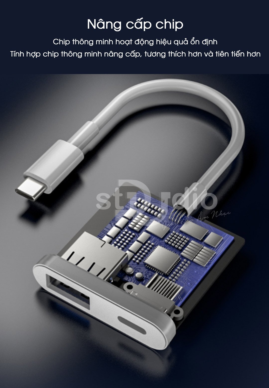 Cáp OTG USB Type C to USB 3.0 kèm lỗ sạc pin Hàng chính hãng