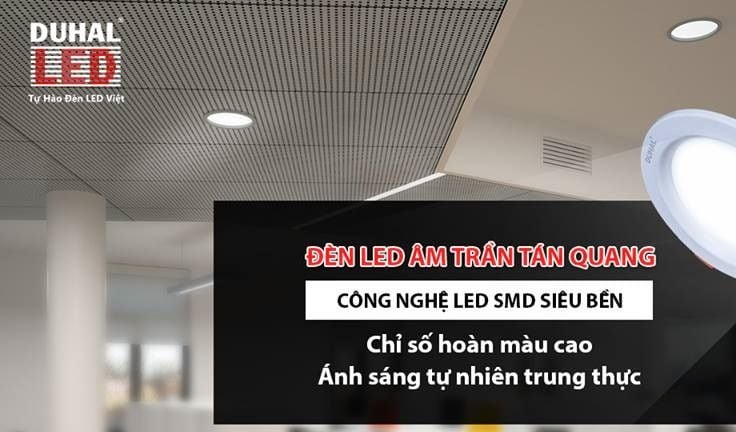 ĐÈN LED ÂM TRẦN DUHAL ÁNH SÁNG TÁN QUANG CHO KHÔNG GIAN NỘI THẤT