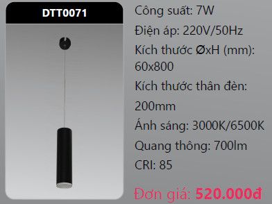 ĐÈN LED ỐNG BƠ TREO THẢ TRANG TRÍ DUHAL DTT0071 LED 7W – Duhal led ...