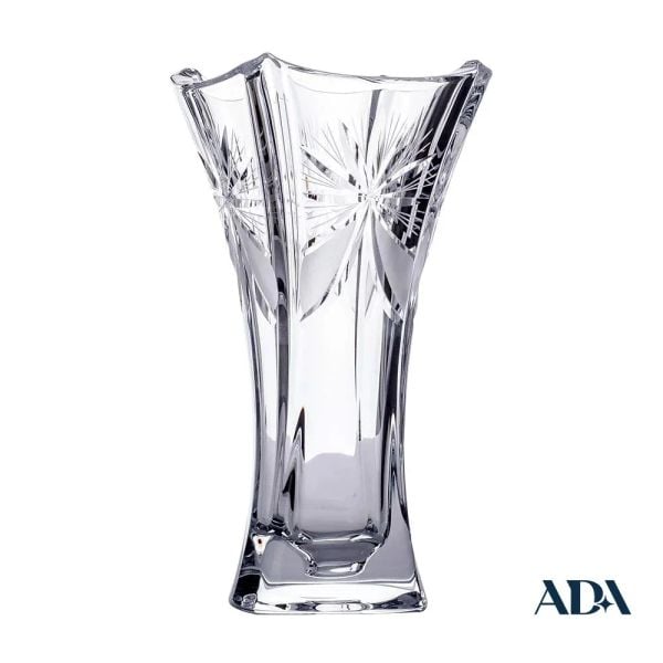 Lọ hoa pha lê bó mạ vuông mài nơ 30cm