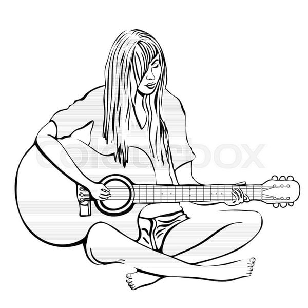 Hình ảnh Chơi Guitar Cô Gái Vẽ Tay PNG  Hiệu Suất đàn Ghi Ta Con Gái PNG  miễn phí tải tập tin PSDComment và Vector
