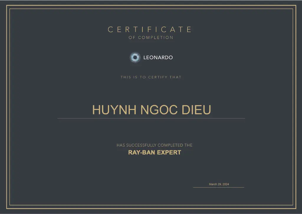 RayBan Expert Certificate