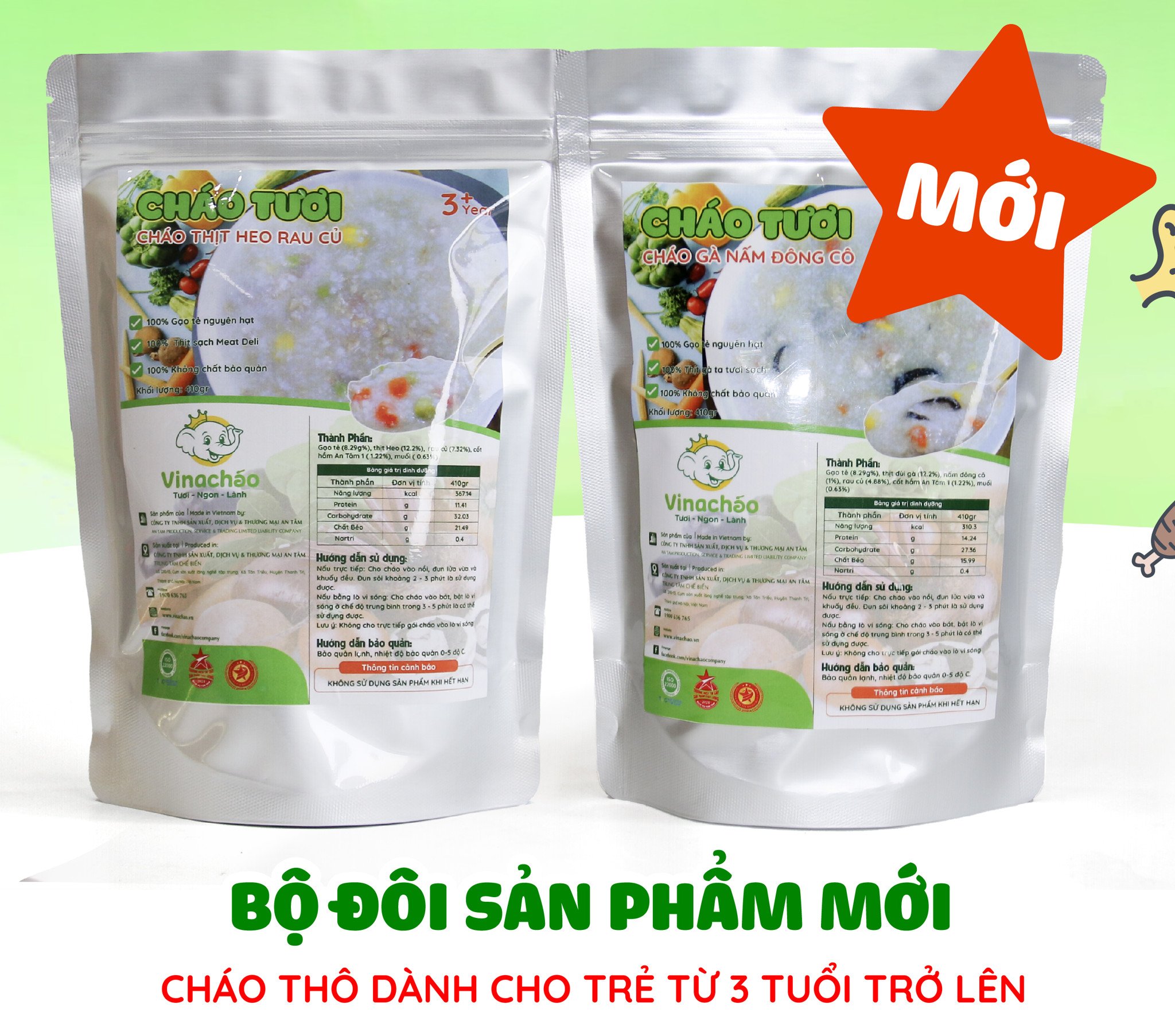 🌾 VINACHAO RA MẮT BỘ ĐÔI CHÁO TƯƠI DÀNH CHO BÉ 3+ VÀ NGƯỜI LỚN