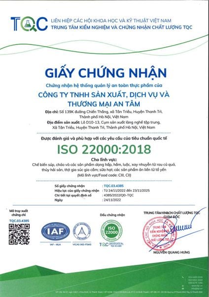 Giấy chứng nhận ISO 22000