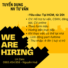 Việc làm thêm parttime ngoài giờ hành chính tại HCM