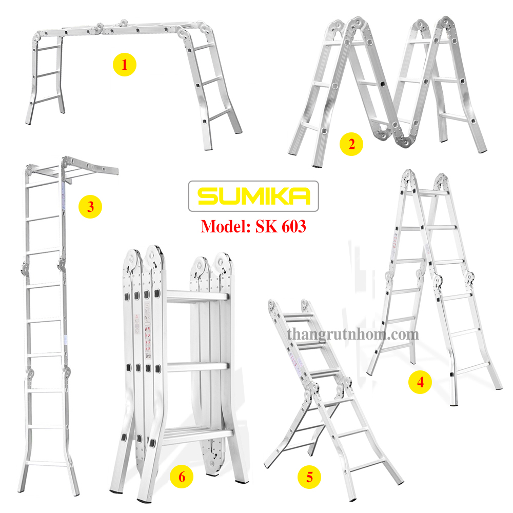 Tính năng nổi bật và công dụng của thang gấp 4 đoạn Sumika