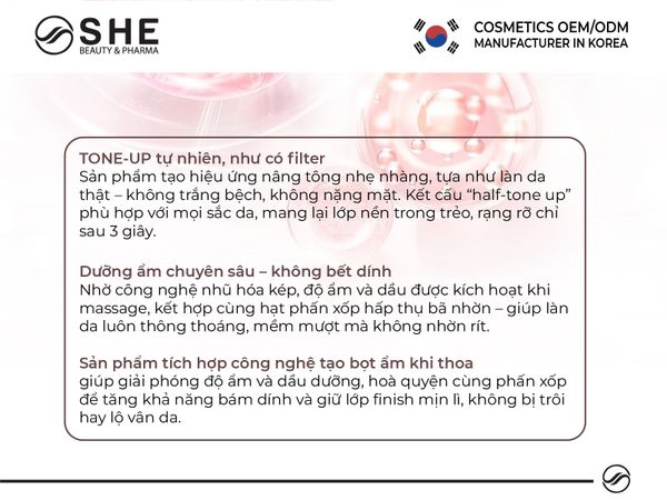 gia công kem dưỡng nâng tông