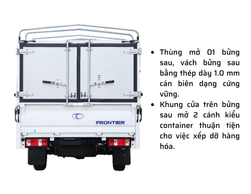 kết cấu thùng mui bạt thaco frontier tf220