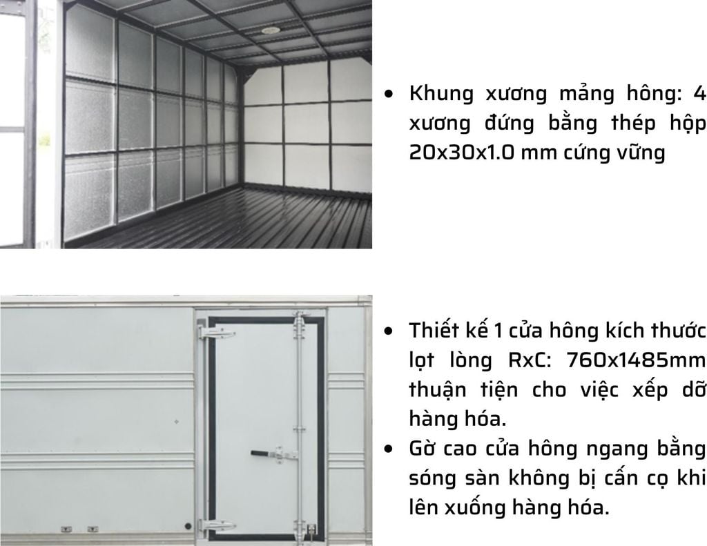 kết cấu thùng kín thaco frontier tf230