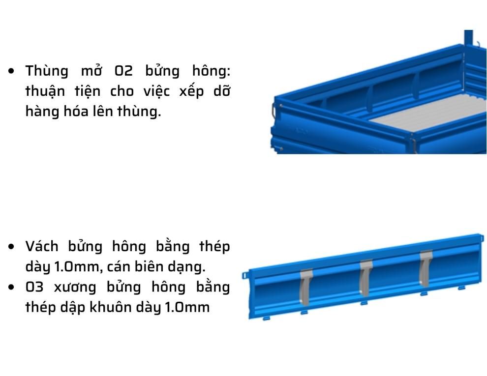 kết cấu thùng lửng thaco frontier tf220