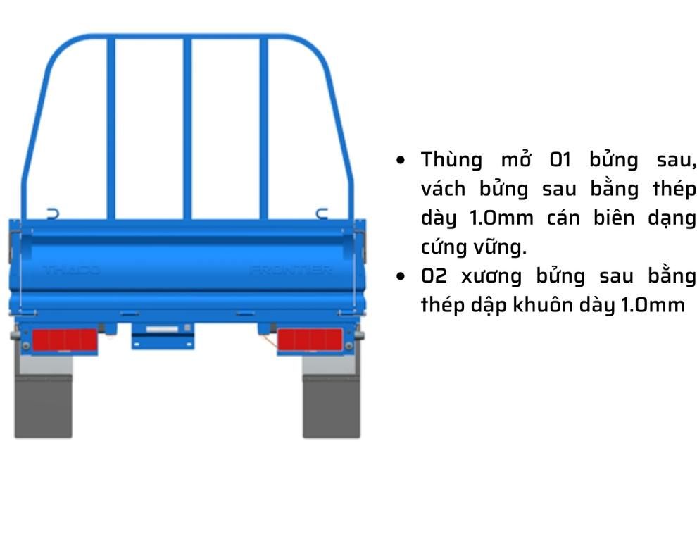 kết cấu thùng lửng thaco frontier tf220