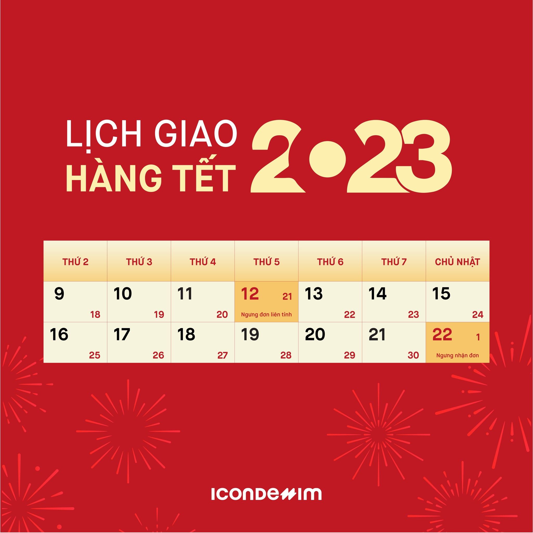 Lịch Giao Hàng Của ICONDENIM Tết 2023