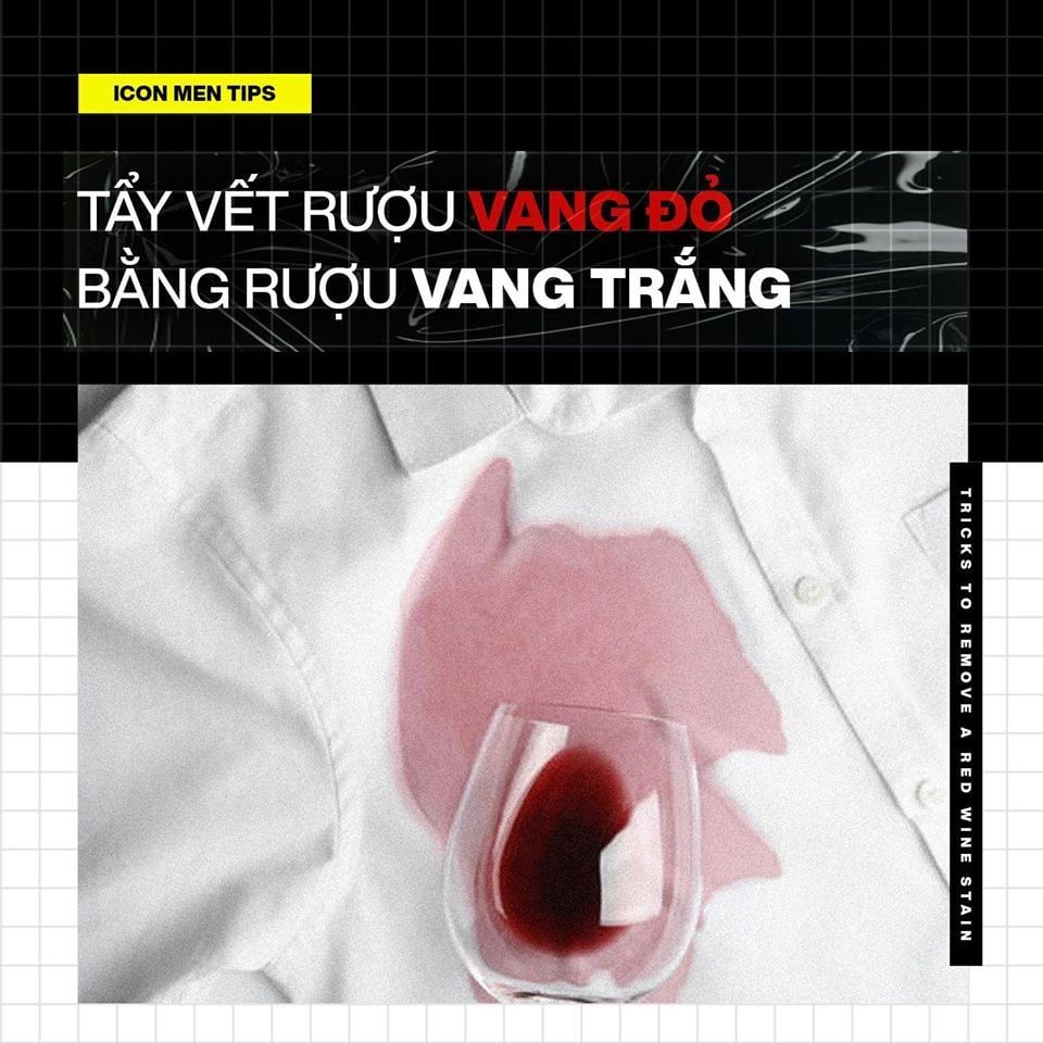 Dùng vang Trắng Tẩy Vết Vang Đỏ