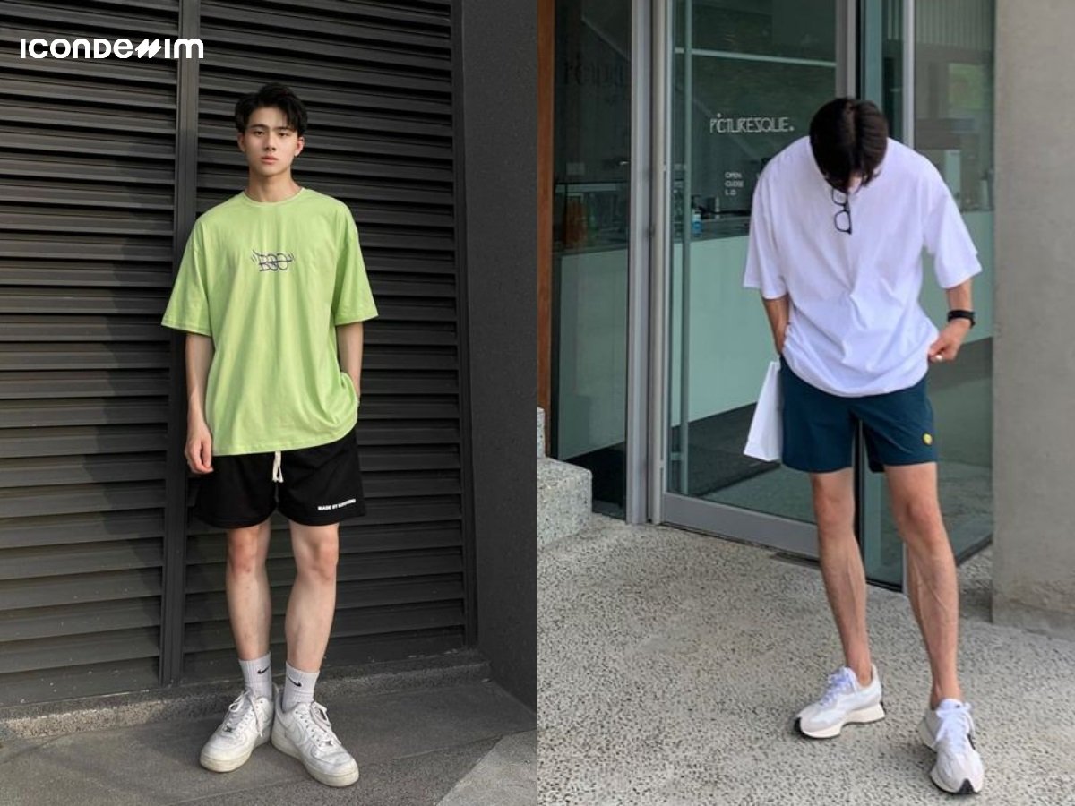 Set đồ quần short ống rộng với áo thun oversized