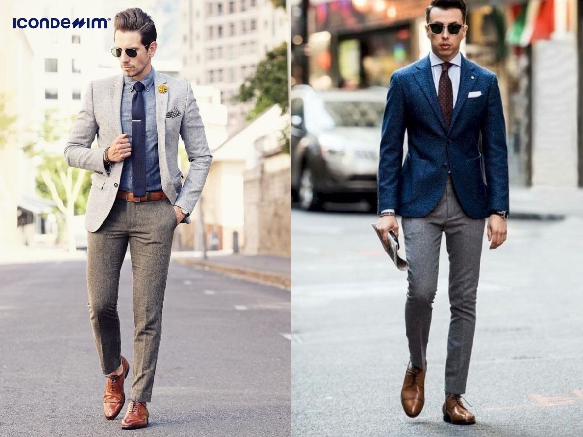 Kết hợp áo blazer với quần tây và cà vạt