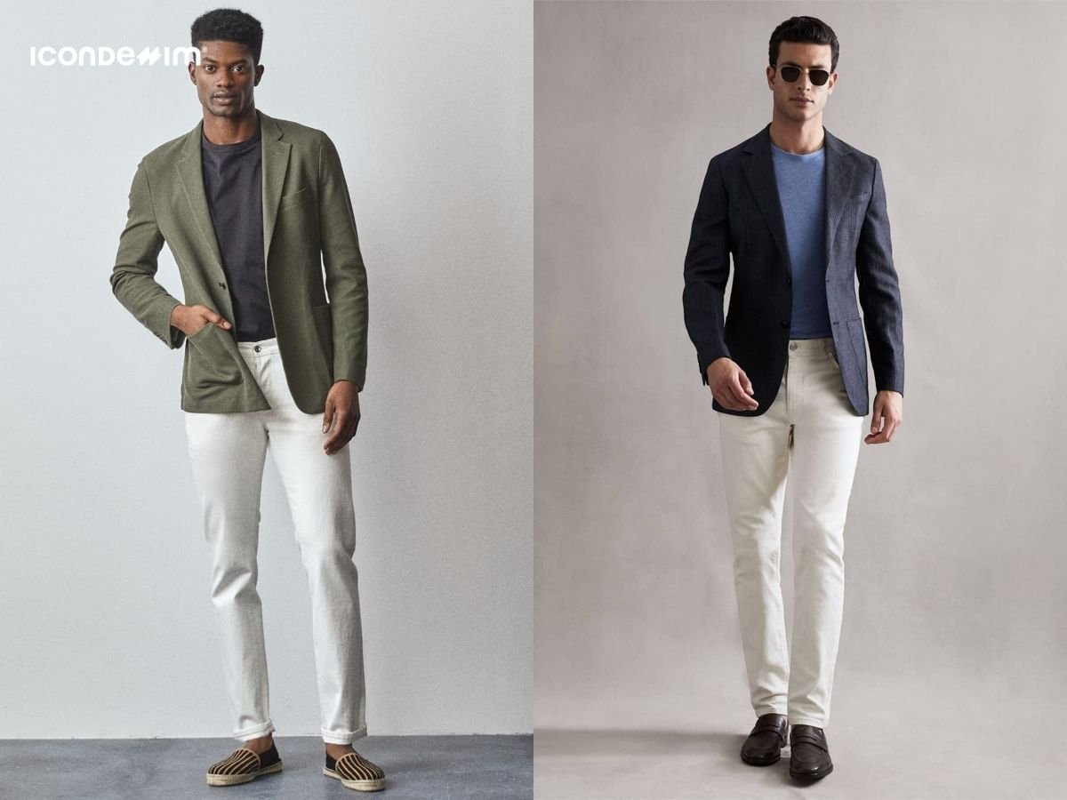 Phối áo thun với áo khoác blazer và quần kaki tạo diện mạo lịch lãm