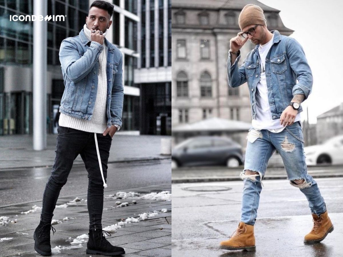 Double denim với áo khoác jeans và quần jeans tạo cá tính, bụi bặm