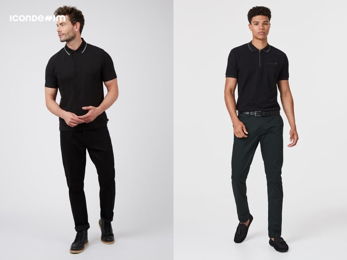 Áo polo đen mix quần tây