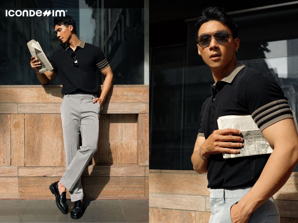 Lên đồ áo polo và quần tây phong cách cổ điển