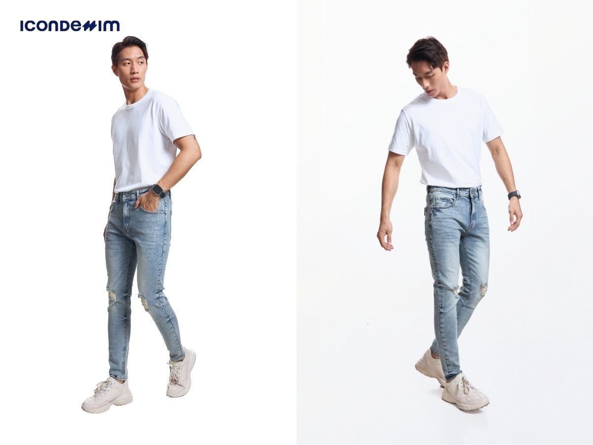 Áo thun trắng và quần jeans