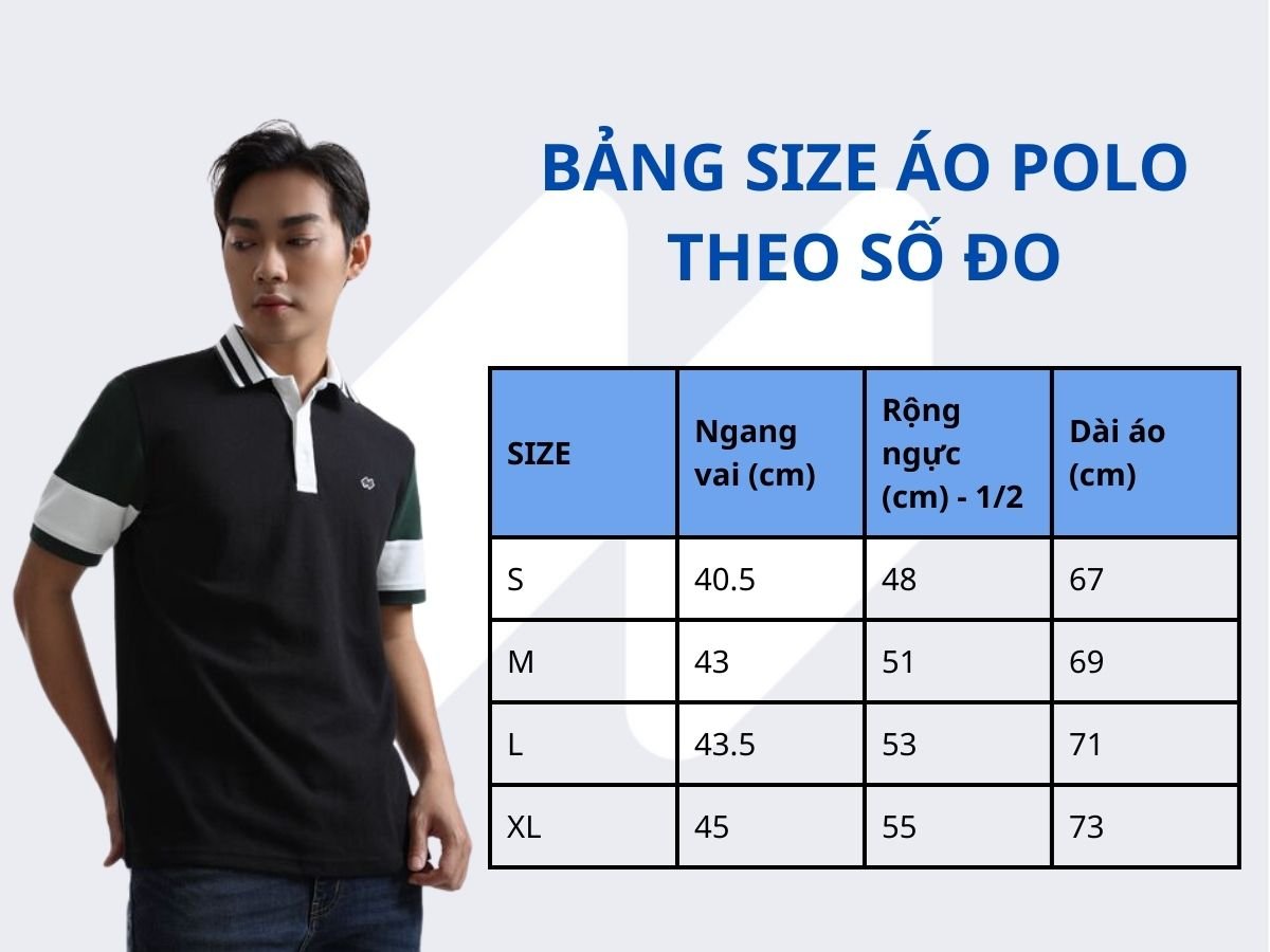 Bảng size áo polo theo số đo