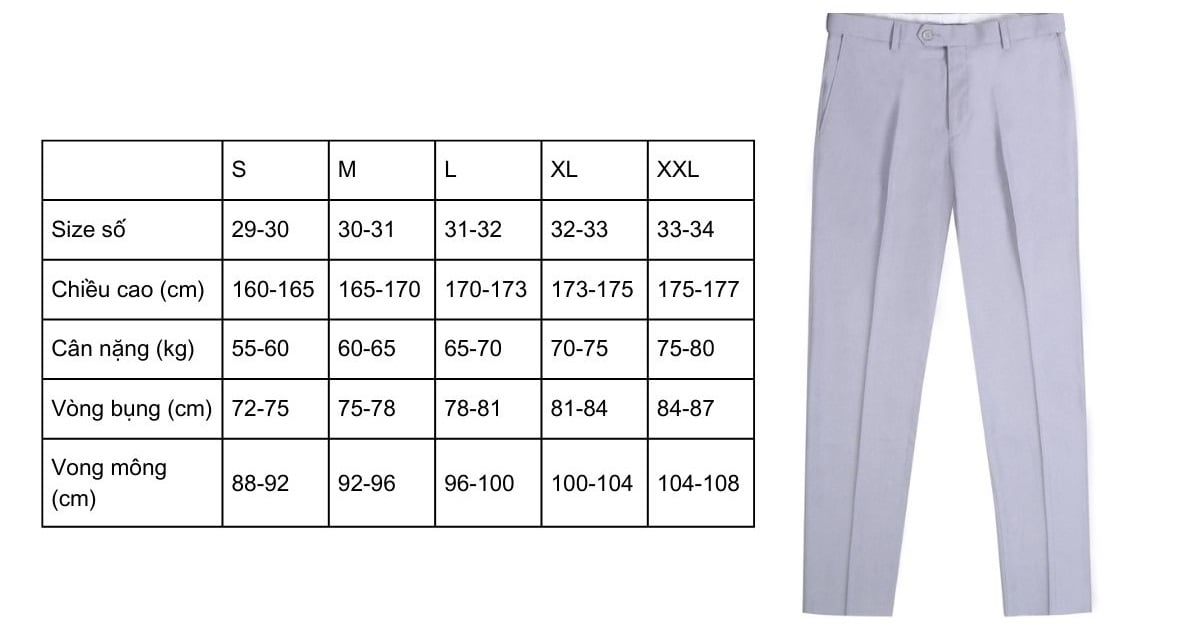 Hướng Dẫn Cách Chọn Size Quần Tây Nam Chuẩn Nhất
