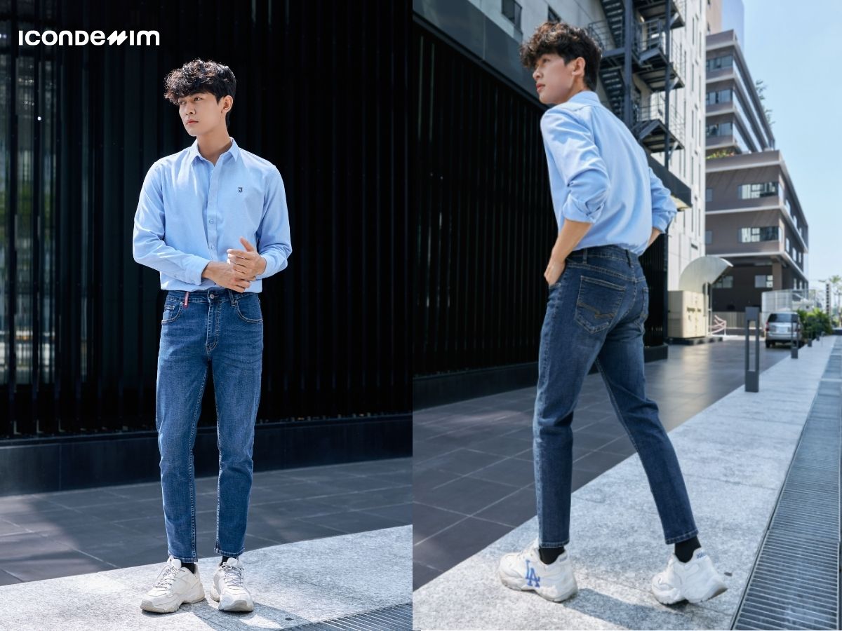 Phối đồ với quần jeans nam và áo sơ mi tạo diện mạo thanh lịch, trang nhã