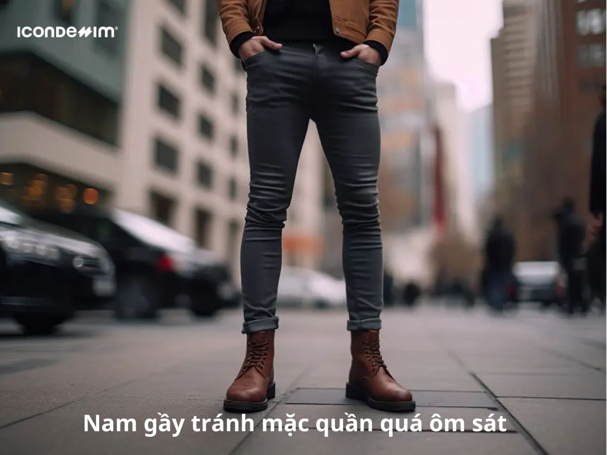 Nam gầy tránh mặc quần quá ôm sát