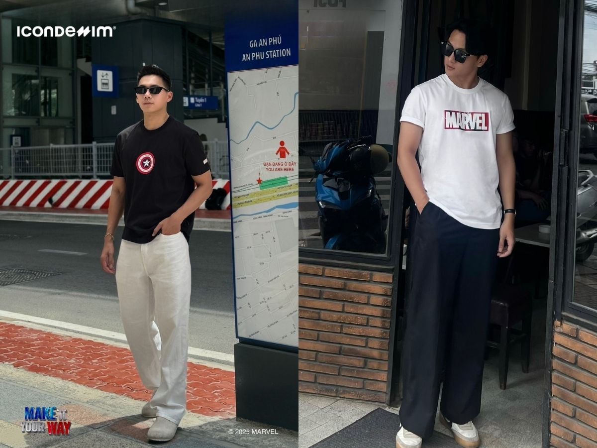 Phối áo thun oversized và quần ống rộng