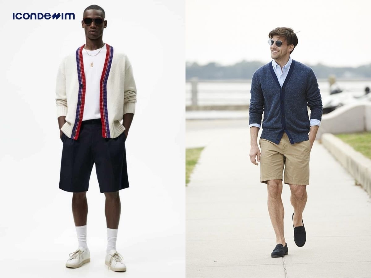 Diện quần short với áo cardigan để dạo phố