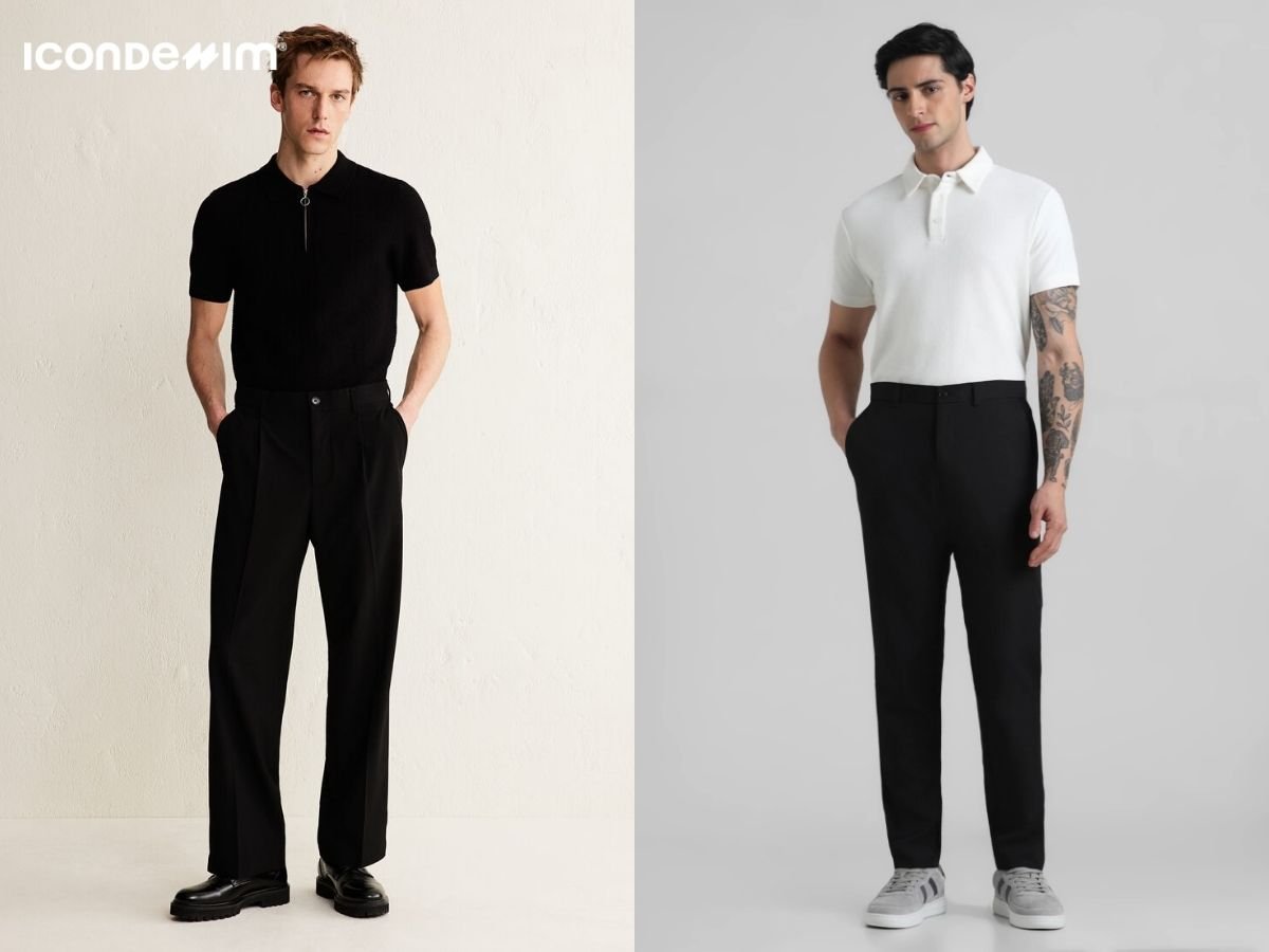 Phối áo polo và quần tây tối giản