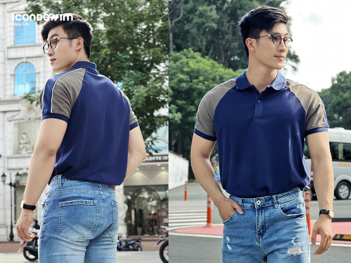 Áo polo nam phối với quần jeans