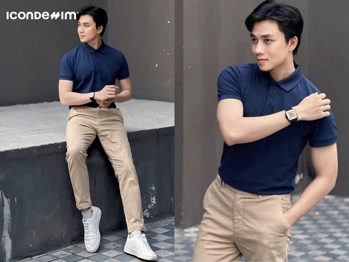 Mix áo polo và quần tây phong cách năng động