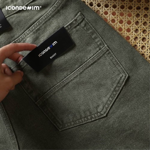 Quần Short Jean Nam Tag Da Moss Sage Tint Wash Form Baggy