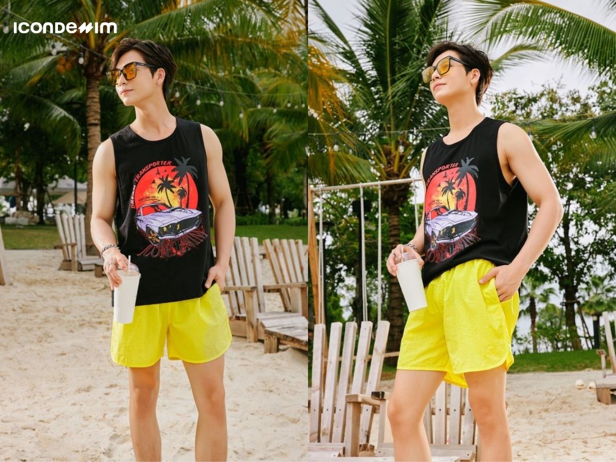 Quần short phối với áo tank top