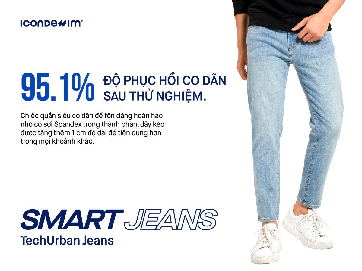 Quần Smart Jean Nam Siêu Co Dãn Xanh Nhạt Form Smart Fit