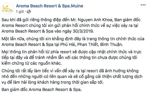 Không có chuyện Aroma xin lỗi, đây là đáp trả chính thức của resort này, càng gây phẫn nộ!