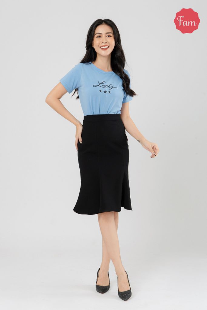 Đầm xòe đuôi cá cổ phối nơ KK150-02 | Thời trang công sở K&K Fashion