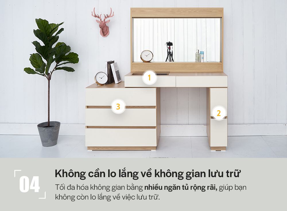 DT013 - BÀN TRANG ĐIỂM SCANDINAVIAN ĐÈN LED KÈM GƯƠNG L800 - CHI TIẾT 05